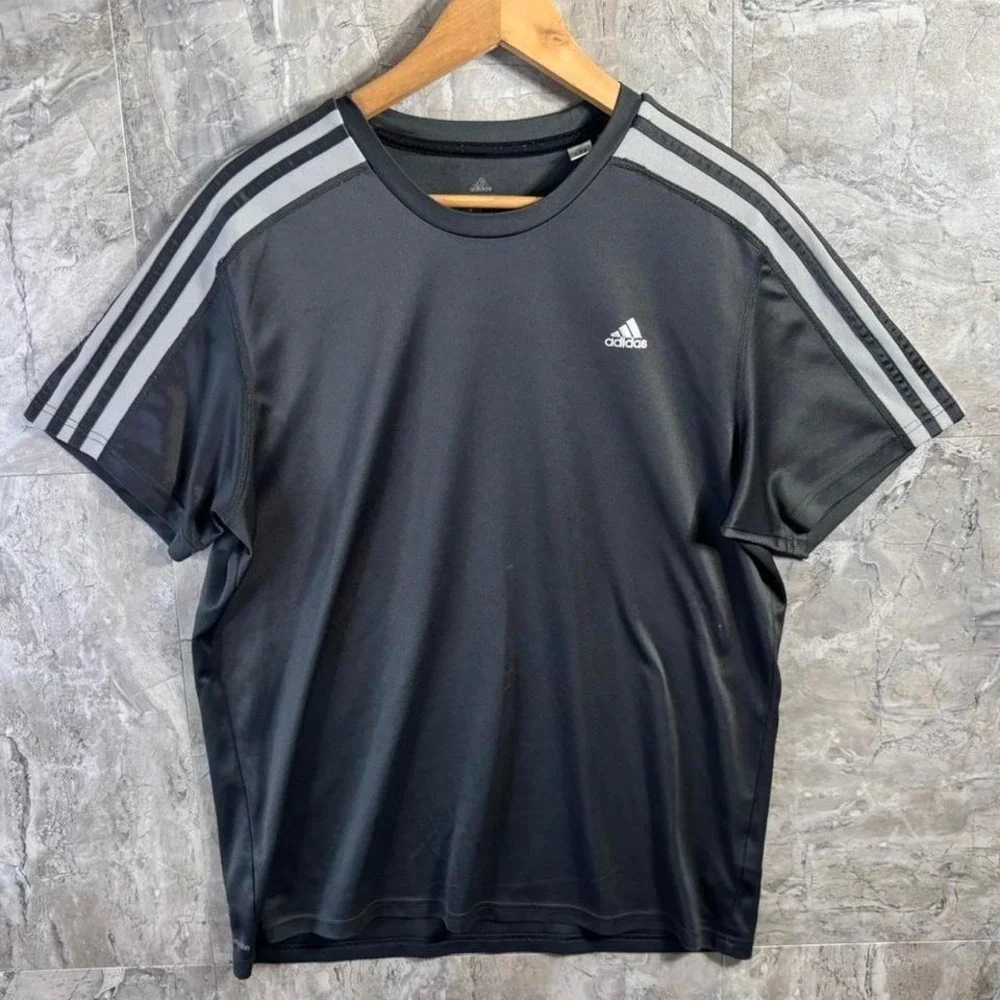 Adidas Climalite T Shirt Mens Large Gray Short Sleeve Crew Neck Athletic Running